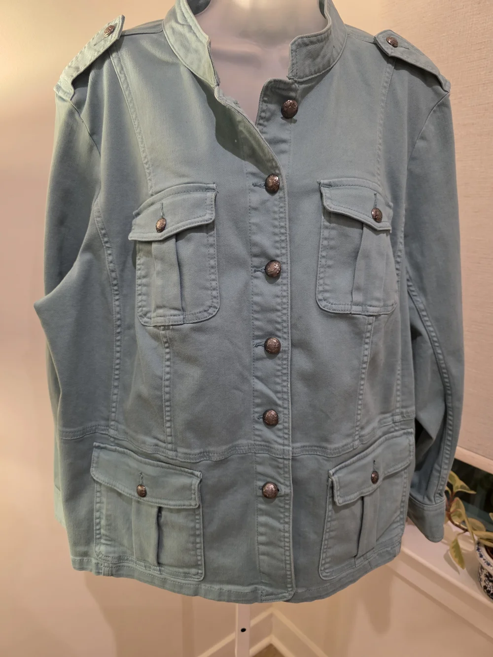 Talbots Utility Button-Front Jacket in Sage Green Size 2X - Picture 2 of 16